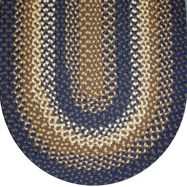 823 Midnight Blue Basket Weave Braided Rugs Oval/Round - The Fox Decor